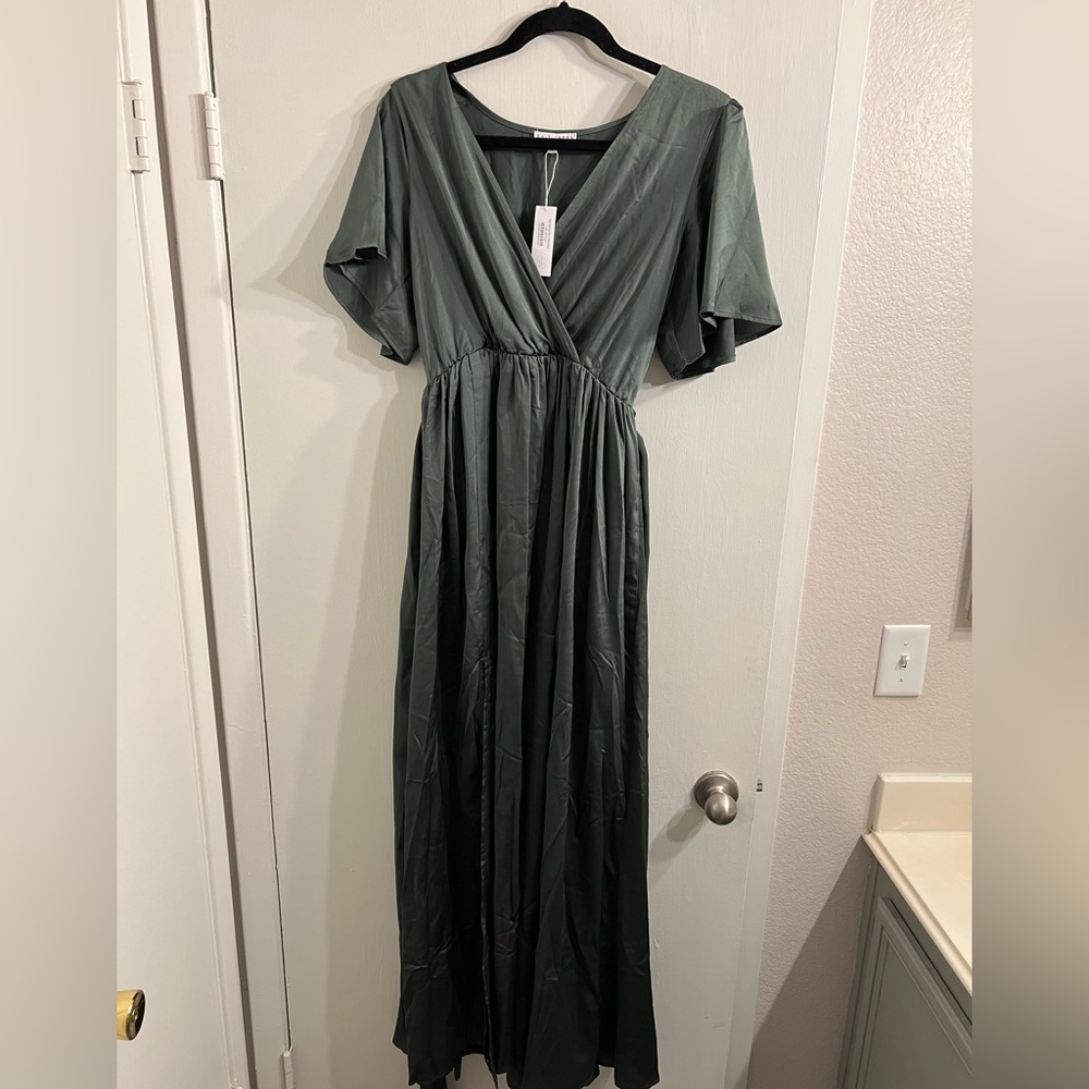 Baltic Born Sicily satin dusty green dress size large